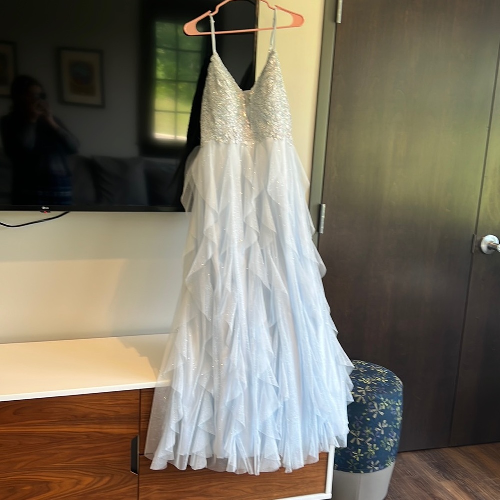 Sparkling Baby Blue Evening Gown